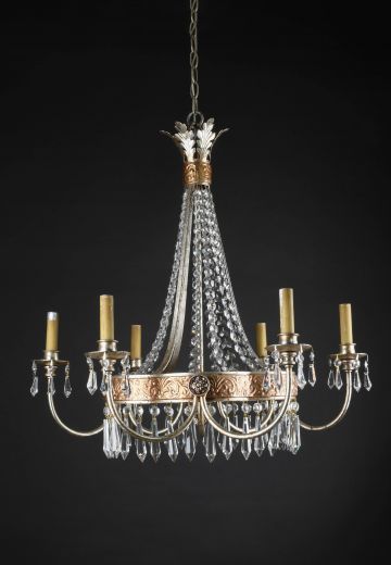 Six Light Gothic Crystal Chandelier