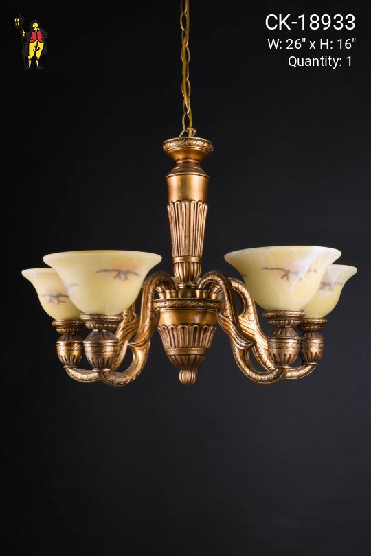 Five Light Deco Chandelier