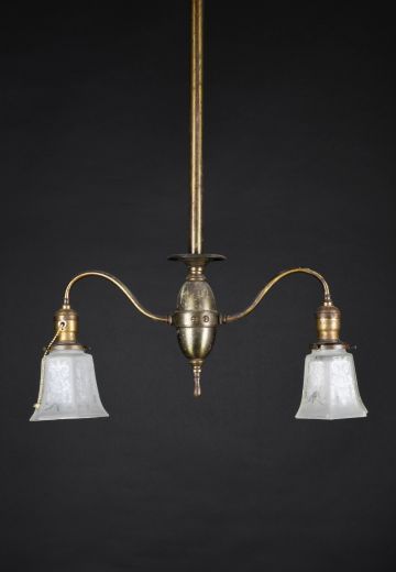 Brass Two Light Victorian Down Light Pendant