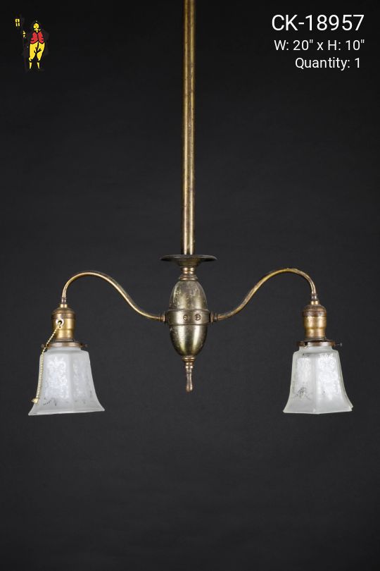 Brass Two Light Victorian Down Light Pendant