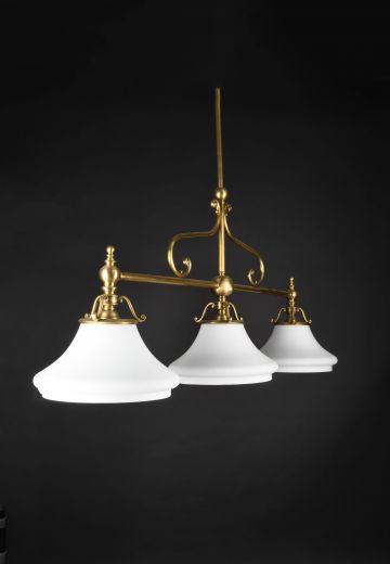 4' Brass Three Light Linear Hanging Fixture