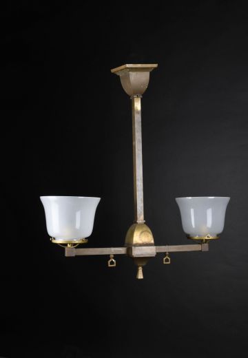Faux-Oil/Gaslight Electrified Two Light Hanging Fixture