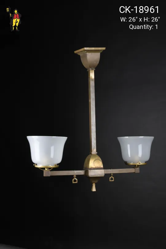 Faux-Oil/Gaslight Electrified Two Light Hanging Fixture