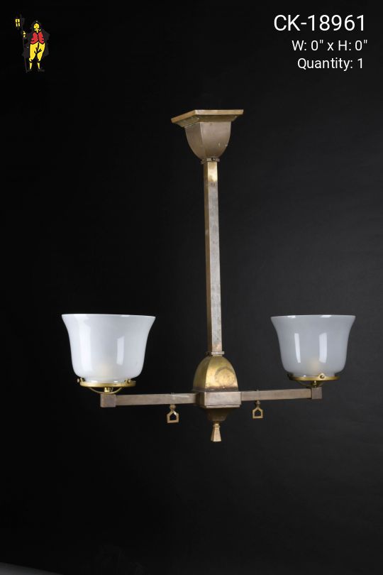 Faux-Oil/Gaslight Electrified Two Light Hanging Fixture