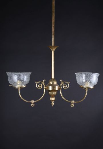 Faux-Oil/Gaslight Two Light Linear Hanging Fixture