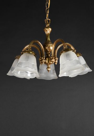 Brass Five Light Hanging Pendant