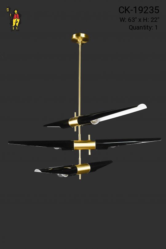 Black & Brass Linear Adjustable Hanging Fixture
