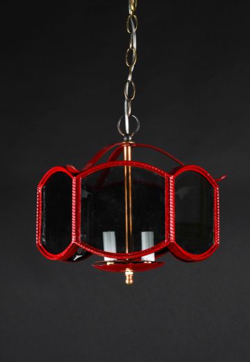 Red Four Candle Lantern Style Hanging Pendant