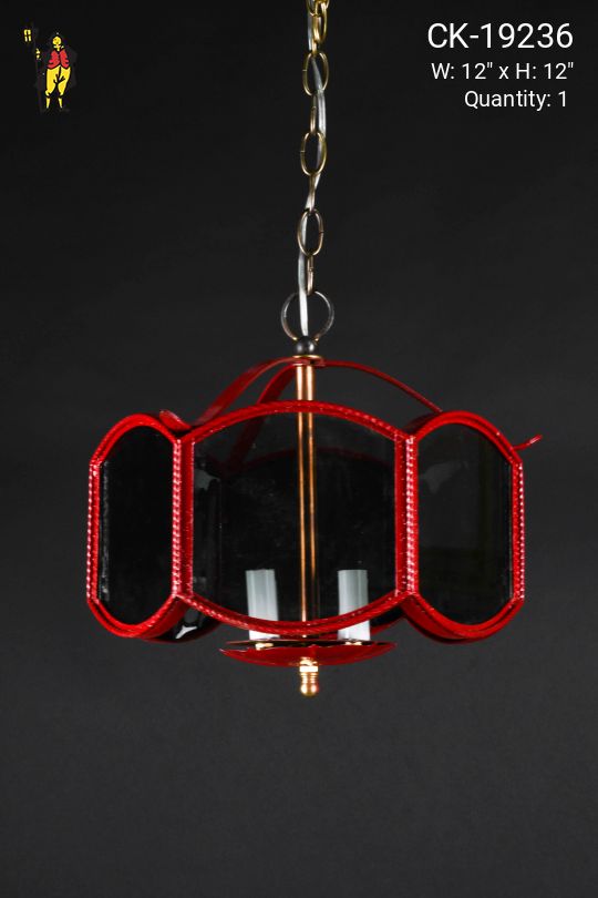 Red Four Candle Lantern Style Hanging Pendant