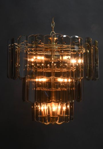 Rounded Hanging Smoke Glass Chandelier