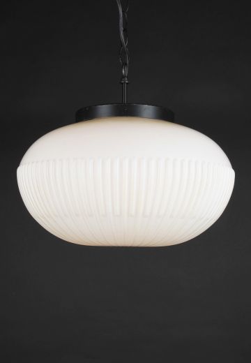 Modern Glass Ribbed Globe Hanging Pendant