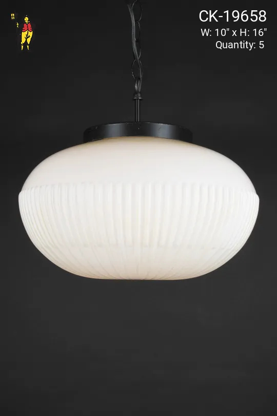 Modern Glass Ribbed Globe Hanging Pendant