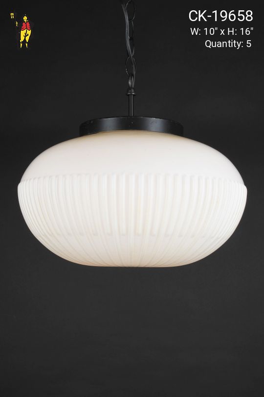 Modern Glass Ribbed Globe Hanging Pendant