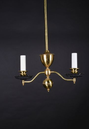 Brass & Black Two Candle Victorian Pendant Fixture
