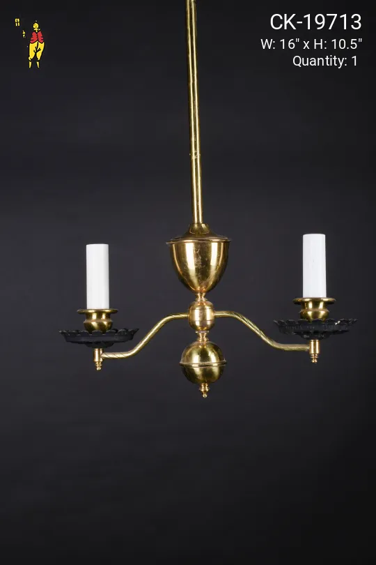 Brass & Black Two Candle Victorian Pendant Fixture