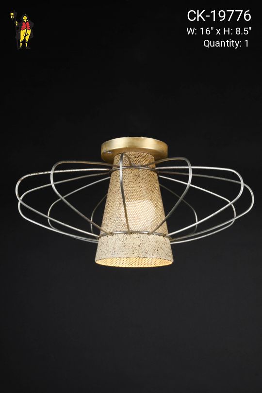 Metal Caged Space Age Flush Mount Hanging Fixrture