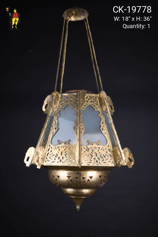 Moorish Pierced Brass Hanging Lantern