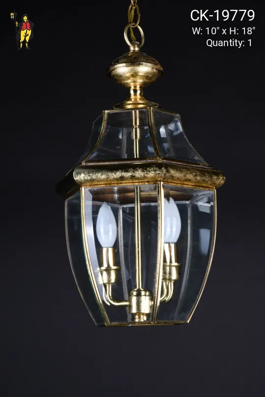 Brass Two Candle Hanging Lanern