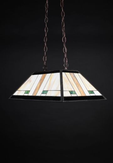 Small Slag Glass Linear Hanging Pendant