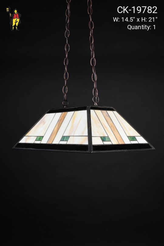 Small Slag Glass Linear Hanging Pendant