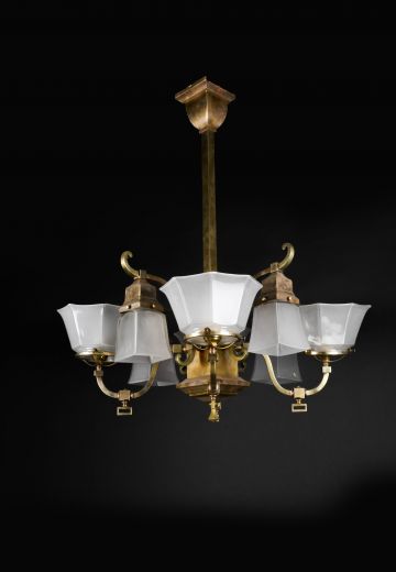 Antique Brass Eight Up & Down Light Chandelier
