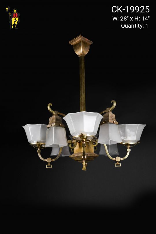 Antique Brass Eight Up & Down Light Chandelier