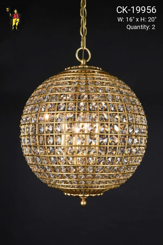 Crystal & Brass Hanging Globe