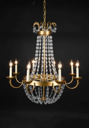 Brass & Crystal Traditional Basket Chandelier