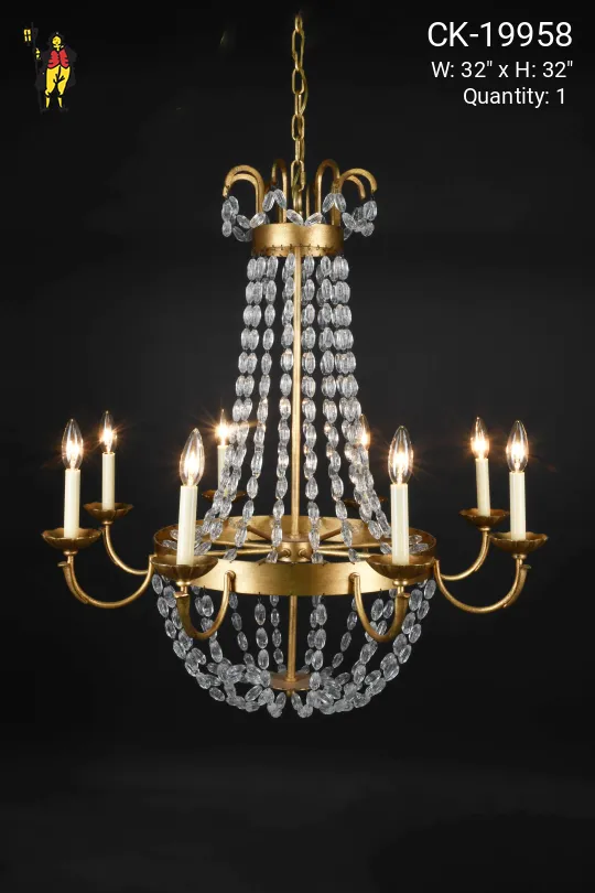Brass & Crystal Traditional Basket Chandelier