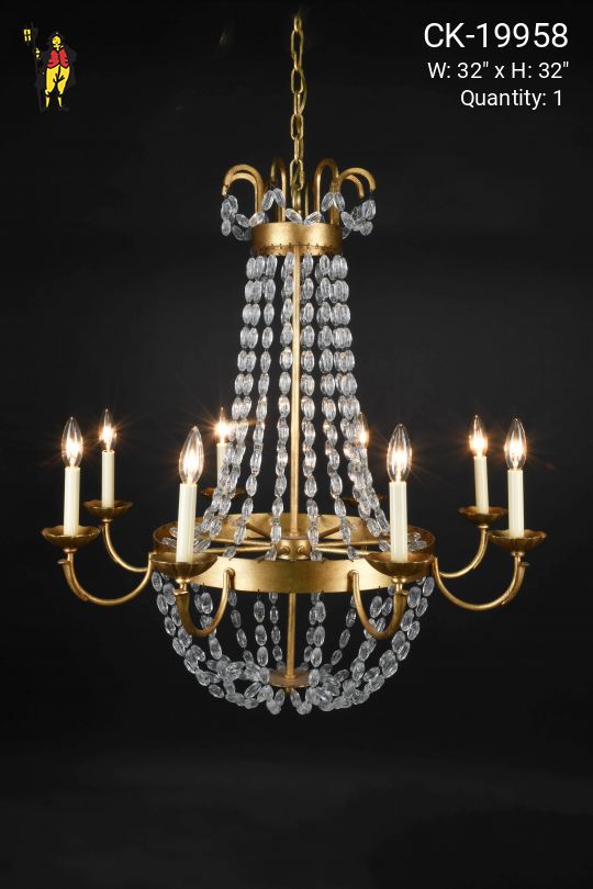 Brass & Crystal Traditional Basket Chandelier