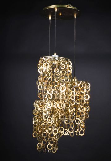 Three Light Hanging Brass Ring Hanging Fixtures