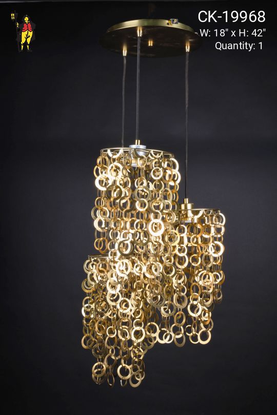 Three Light Hanging Brass Ring Hanging Fixtures