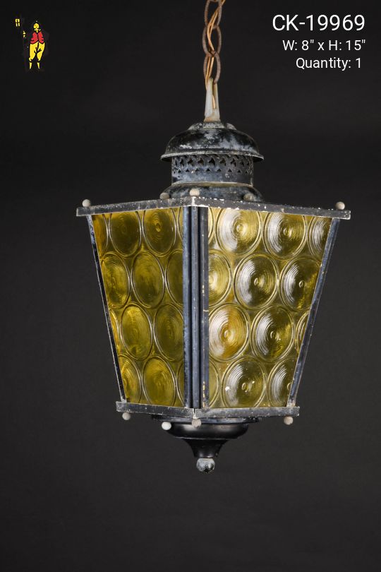 Yellow Etched Glass Lantern