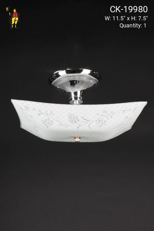 Square Textured Glass Flush Mount Fixture