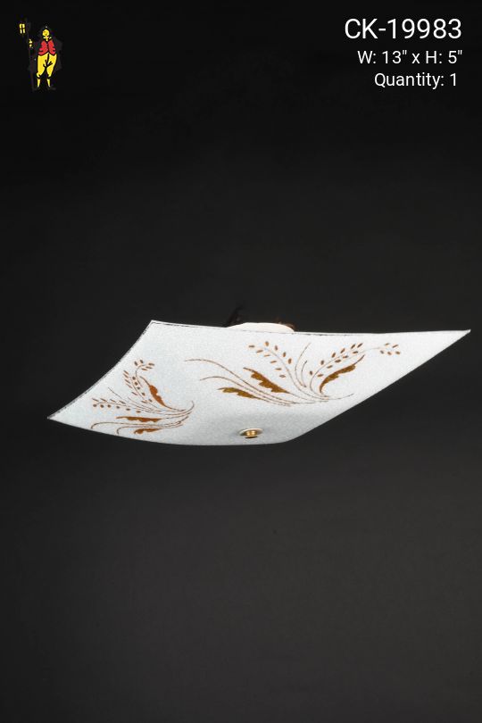 Floral Square Glass Flush Mount Fixture