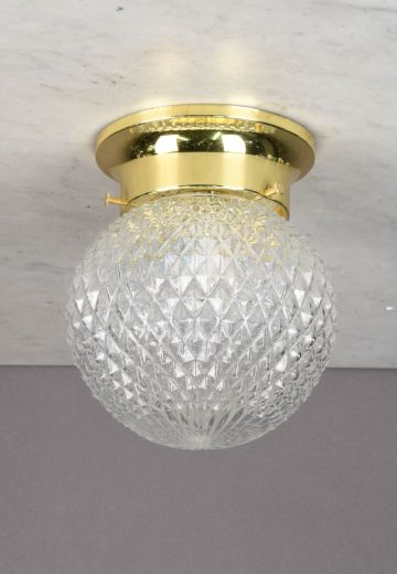 Cut Glass Globe Flush Mount Fixture