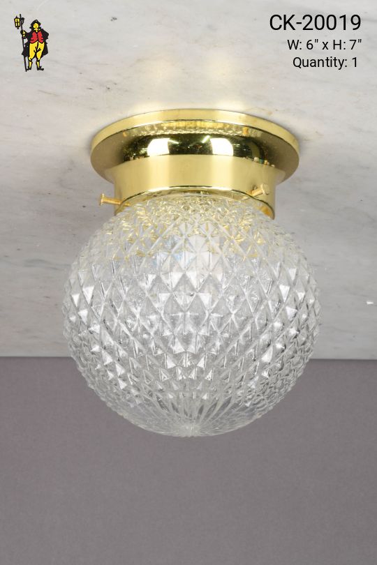 Cut Glass Globe Flush Mount Fixture