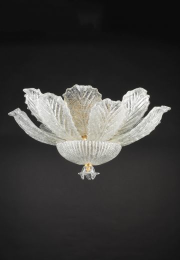 Molded Leaf Glass Flush Mount Fixture