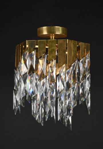 Crystal & Brass Modern Semi Flush Mount Fixture