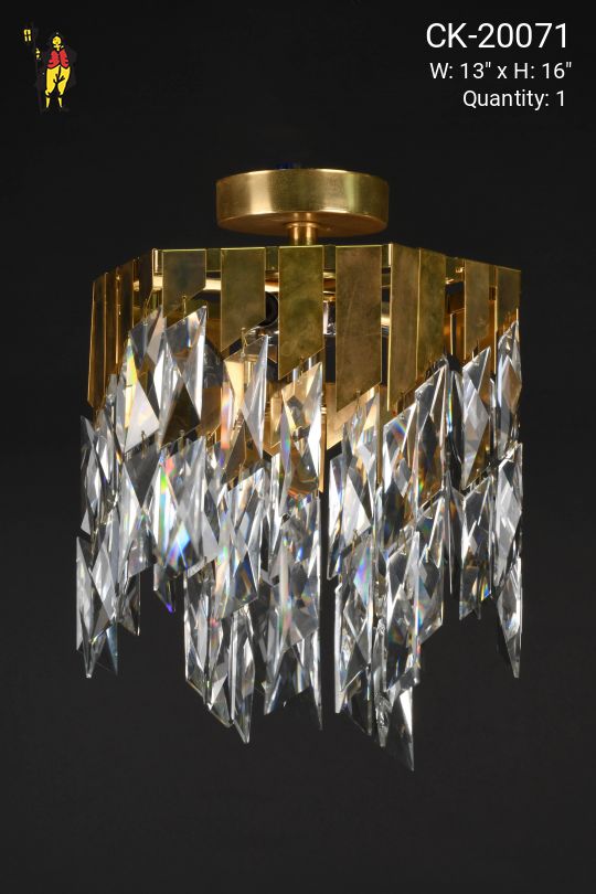 Crystal & Brass Modern Semi Flush Mount Fixture