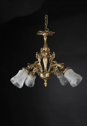 Victorian Brass Four Light Hanging Pendant