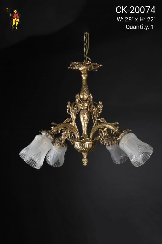Victorian Brass Four Light Hanging Pendant