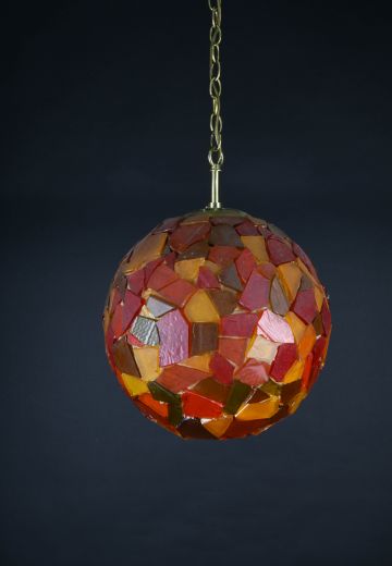 Red & Orange Rock Mosaic Hanging Globe