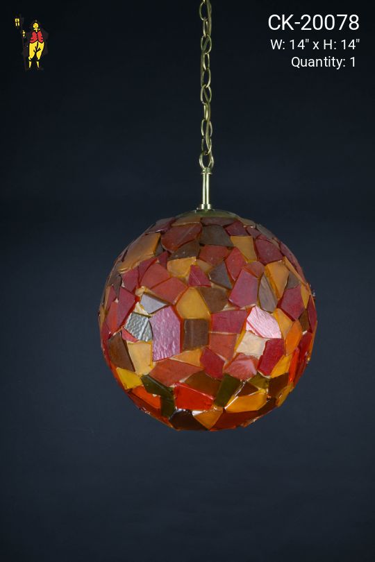 Red & Orange Rock Mosaic Hanging Globe