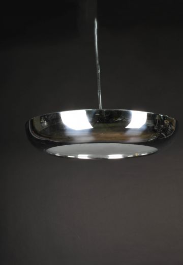Chrome Round Hanging Pendant w/Glass Diffuser