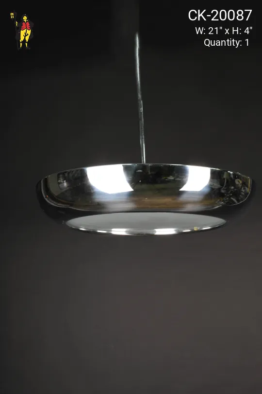 Chrome Round Hanging Pendant w/Glass Diffuser