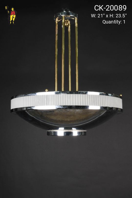Art Deco Polished Nickel Hanging Bowl
