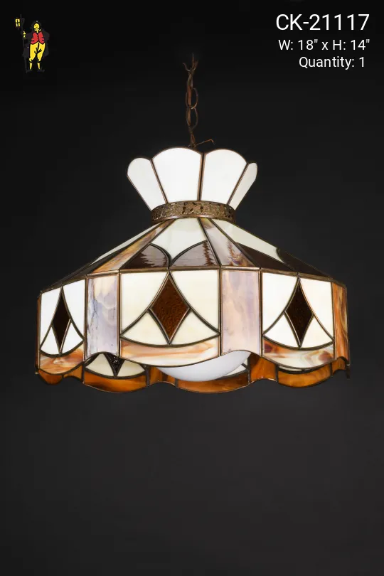 Brown, Beige, & White Art Glass Hanging Pendant