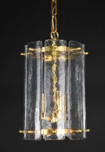 Brass & Frosted Glass Hanging Lantern (S)