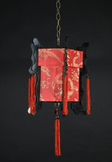 Hanging Red Fabric Lanterns (Non-Electrified - L)